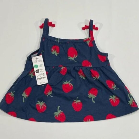 3/$15  Carter’s– Girls' Blue 18 Mnth Strawberry Print Sleeveless Dress - Picture 1 of 6